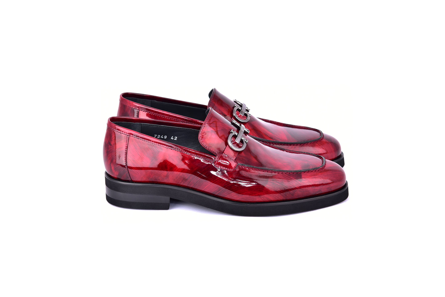 C0001206-7249 loafer with silver buckle-Marble Red - Image 2