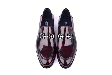 C0001205-7249 loafer with silver buckle-Dark Burgundy