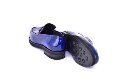 C0001207-7249 loafer with silver buckle-Marble Blue - Image 3