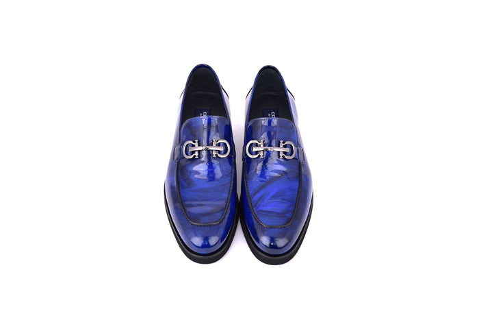 C0001207-7249 loafer with silver buckle-Marble Blue - Image 4