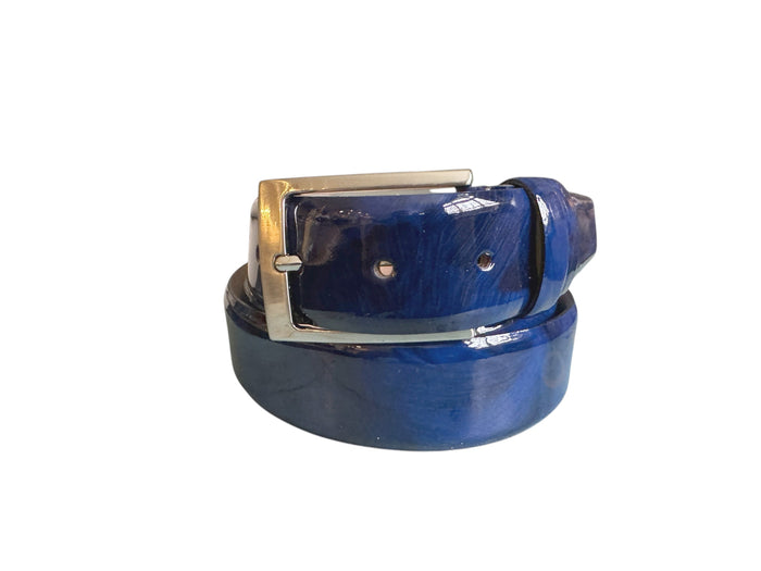 CBelt-7249 Belt Marble leather-Blue