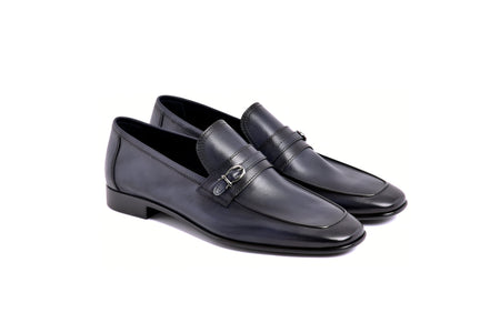 C0001116-7256 Side buckle loafer- Navy