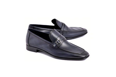 C0001116-7256 Side buckle loafer- Navy