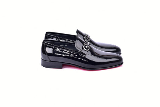 C00012-7260 Formal loafer with silver buckle-Black Patent - Image 2