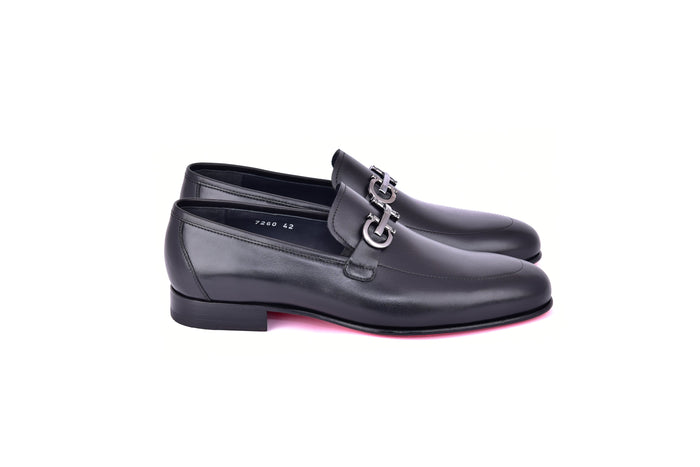 C0001201-7260 loafer with silver buckle-Black - Image 2