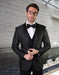Mens Vested Geometric Leaf Pattern Tuxedo in Black
