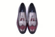 C00018-7397 Wing tip Kiltie Tassel Loafer-Burgundy/Grey
