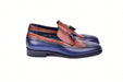 C00019-7397 Wing tip Kiltie Tassel Loafer-Navy/Tan