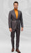 Mens Slim Fit One Button Peak Lapel Suit Brown