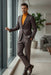 Mens Slim Fit One Button Peak Lapel Suit Brown