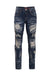 Distressed Moto Jeans in demin
