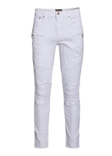 Distressed Moto Jeans in White