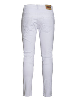 Distressed Moto Jeans in White