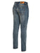 PX Indigo denim , quilted red patches