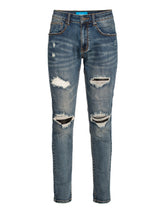 PX Jean with Quilted pleather patches in In Indigo