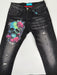 Skinny Denim with Skull print in black