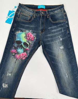 Skinny denim with Skull print