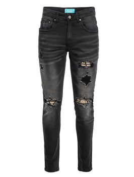 PX Jean with Python snake skin knee patch
