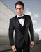Mens Vested Lace Pattern Tuxedo in Black