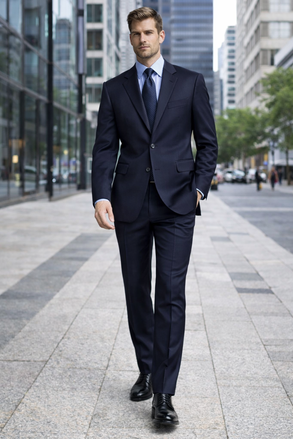 $795 #Zlk4 I Deal Dark Navy Blue Suit For Men Suit Features Classic Three Button 100% Sophisticated Wool - Image 7