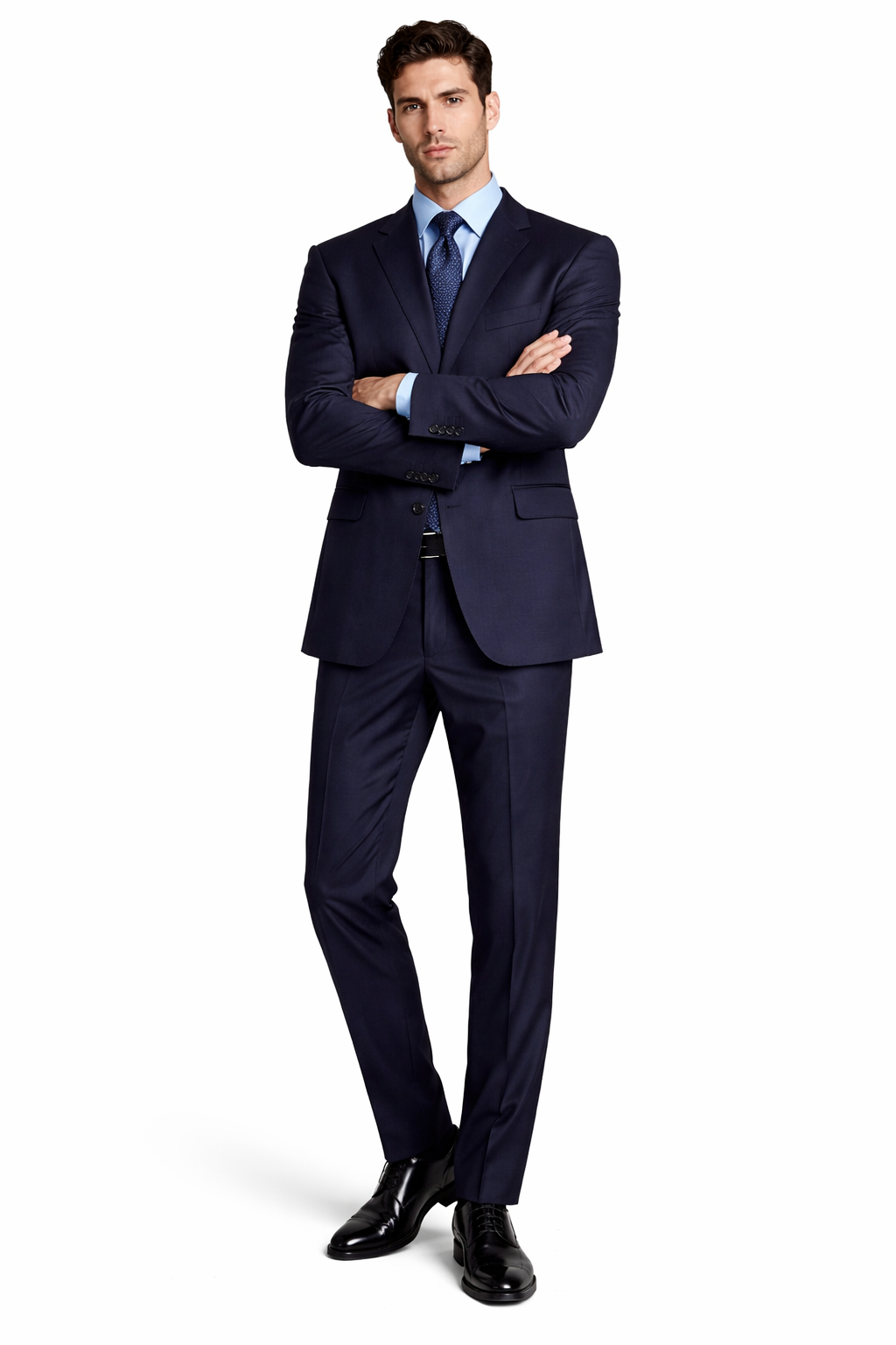$795 #Zlk4 I Deal Dark Navy Blue Suit For Men Suit Features Classic Three Button 100% Sophisticated Wool - Image 5