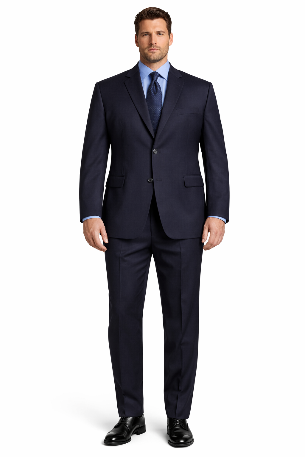 $795 #Zlk4 I Deal Dark Navy Blue Suit For Men Suit Features Classic Three Button 100% Sophisticated Wool - Image 6