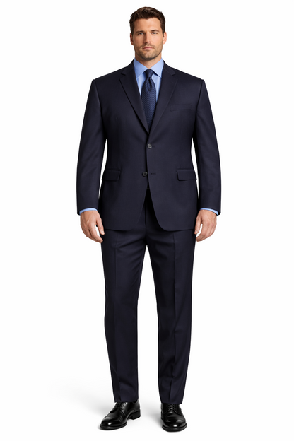 $795 #Zlk4 I Deal Dark Navy Blue Suit For Men Suit Features Classic Three Button 100% Sophisticated Wool - Image 6
