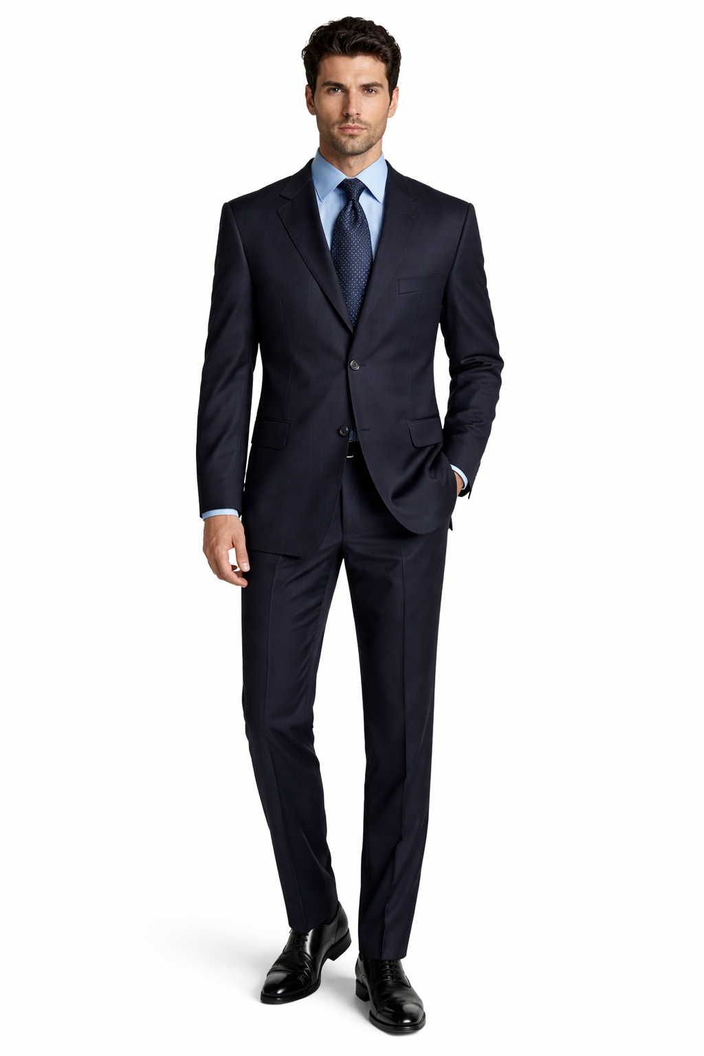 $795 #Zlk4 I Deal Dark Navy Blue Suit For Men Suit Features Classic Three Button 100% Sophisticated Wool