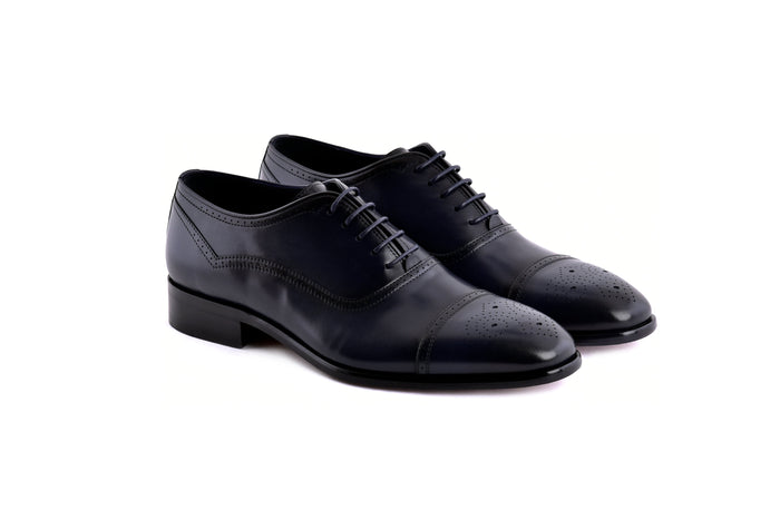 C0001103-7960 Perforated Cap toe lace up- Navy - Image 2
