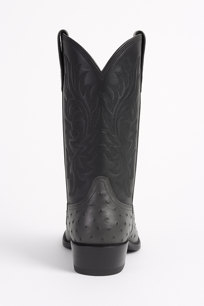 Los Altos Gray Genuine Ostrich Round Toe Boots - Image 3