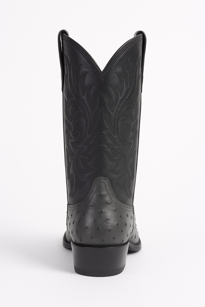Los Altos Gray Genuine Ostrich Round Toe Boots - Image 3