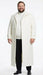 Mens Off-White Long Trench Coat – Overcoat with Classic Clean Design Duster Maxi Coat in Ivory Color