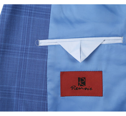 293-10 Men's 2-Piece Slim Fit Windowpane Check Dress Stretch Suit - Image 7