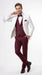 Men’s White and Burgundy 3 Piece Tuxedo Suit, Vested Formal Wedding Prom Dinner Suit Set bowtie included