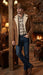 Men’s Brown Western Faux Suede Blazer Coat – Cowboy Style Long Jacket for Wedding, Party and Special Events