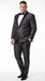 Men’s Shiny Sateen Charcoal Gray Tuxedo 3 Piece Suit with Black Shawl Lapel | Formal Wedding Prom Suit Sharkskin