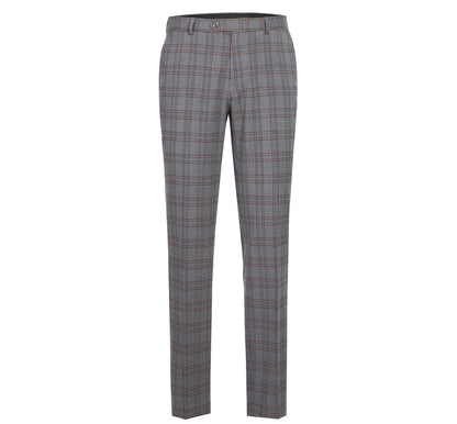 293-7 Men's Two Piece Slim Fit Stretch Windowpane Check Dress Suit - Image 7