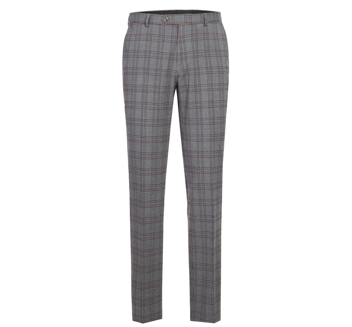 293-7 Men's Two Piece Slim Fit Stretch Windowpane Check Dress Suit - Image 7