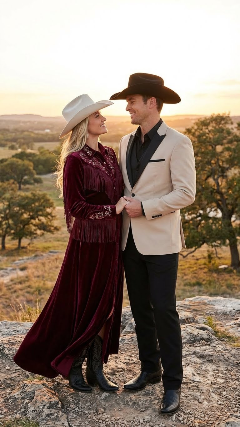 Men's Light Tan and Black Lapel Western Tuxedo Suit Set Wedding Party Cowboy Dress Tuxedo Black Pants - Image 7