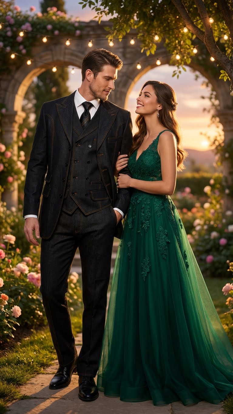 Men's Black Denim Fabric Suit – Classic Three Piece Denim Suit for Wedding, Prom and Church Wear - Image 7