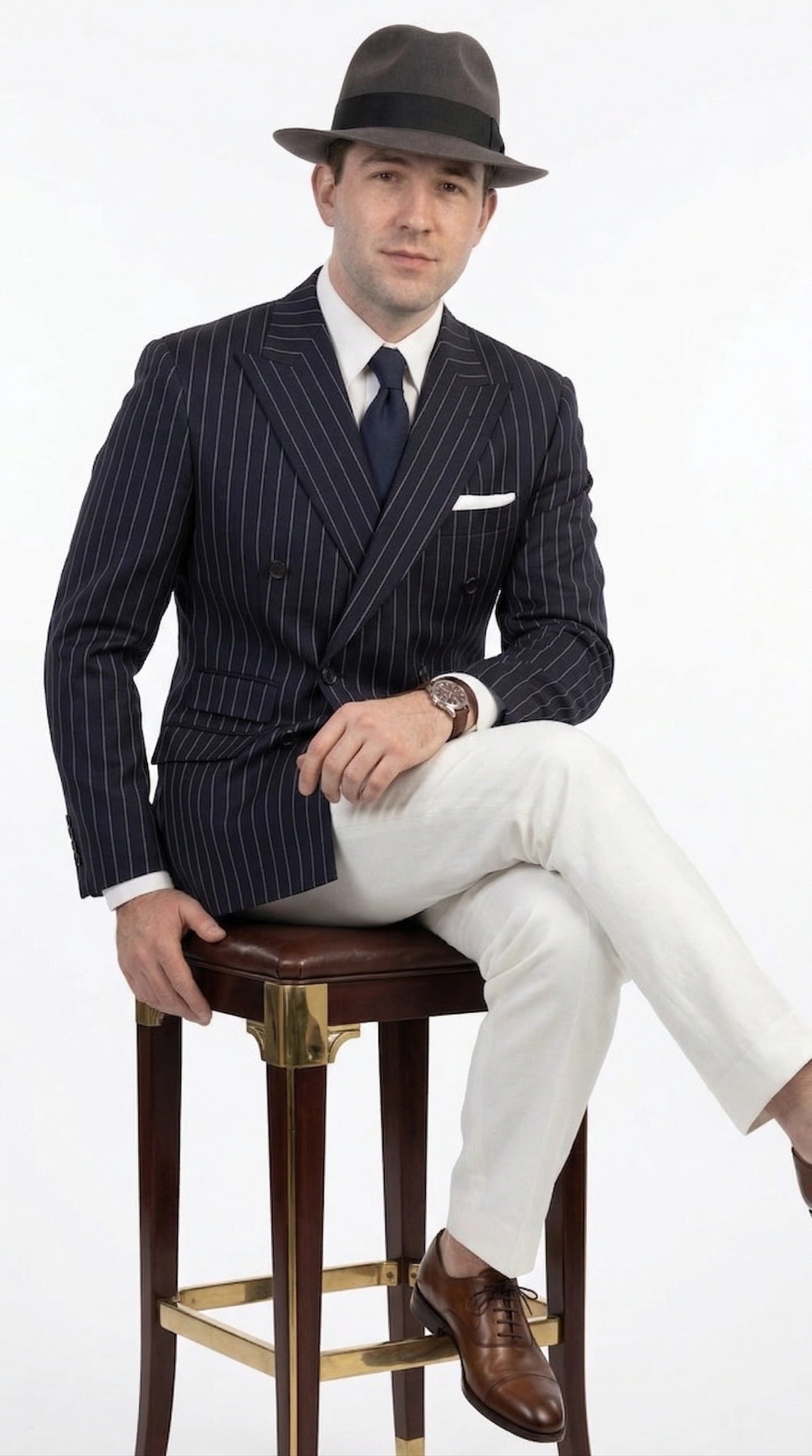 Men’s Black Pinstripe Blazer 1920s Gangster Mob Boss Style Jacket – Classic Double Breasted Vintage Suit Blazer, Formal Party Costume Wear