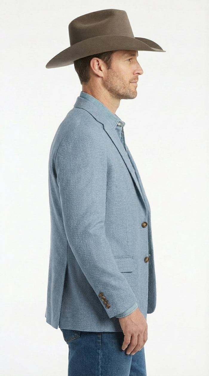 Mens Rugby Teal Baby Sky Western Blazer – Cowboy Style Casual Sport Coat for Men Classic Western Jacket in Light Blue Color