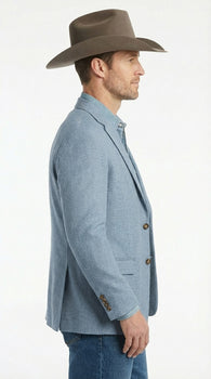 Mens Rugby Teal Baby Sky Western Blazer – Cowboy Style Casual Sport Coat for Men Classic Western Jacket in Light Blue Color