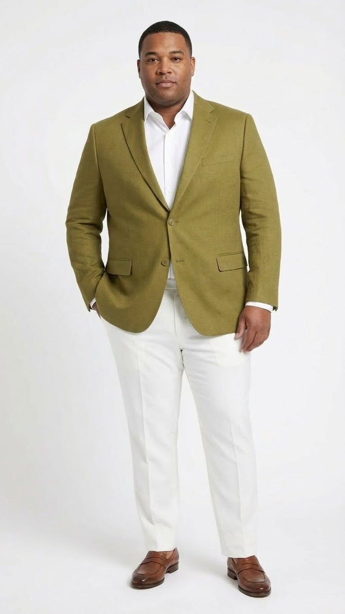 Men’s Olive Green Blazer Sport Coat –Fabric Summer in pistachio sage green
