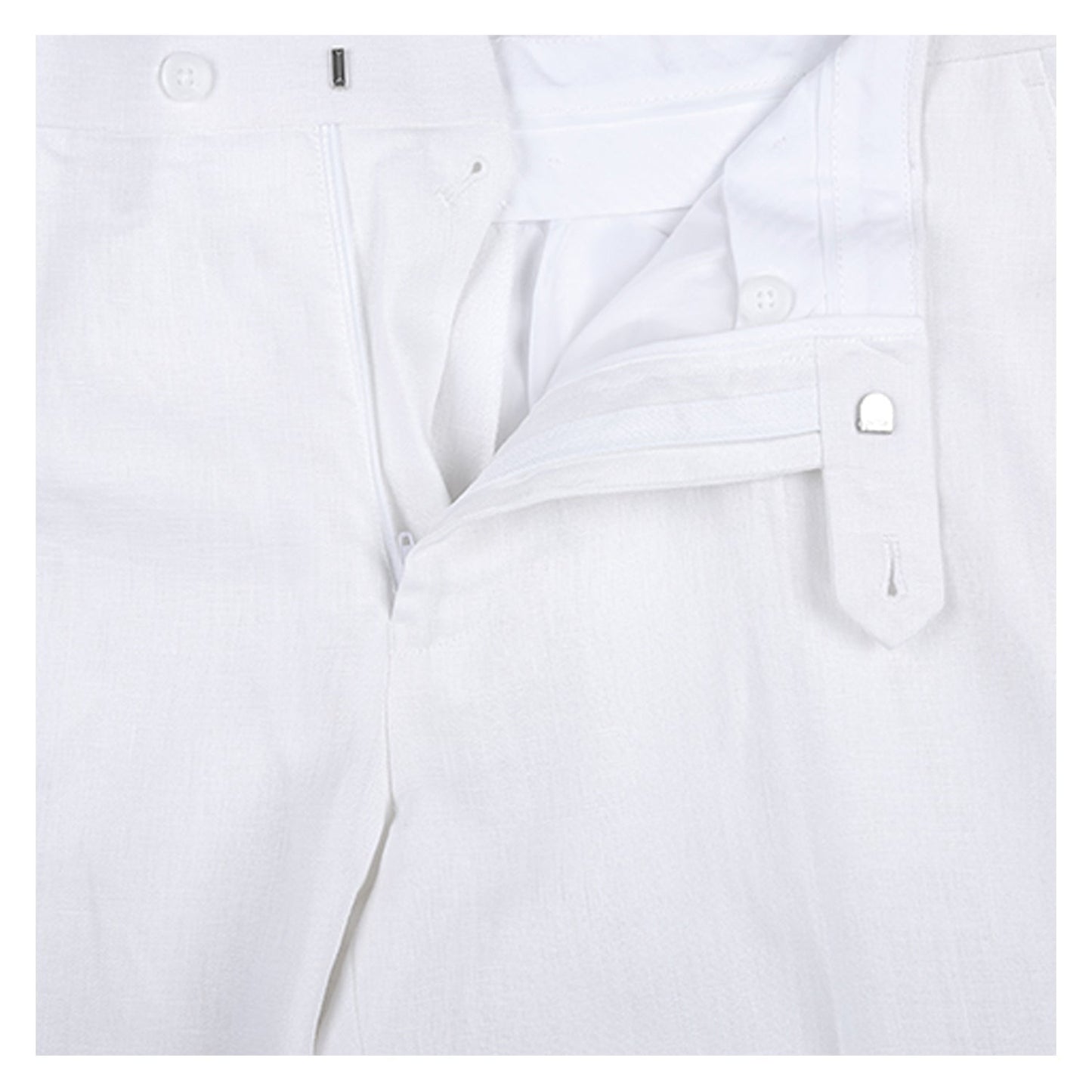 601-20 Men's Notch Lapels White Solid Linen Suits - Image 7