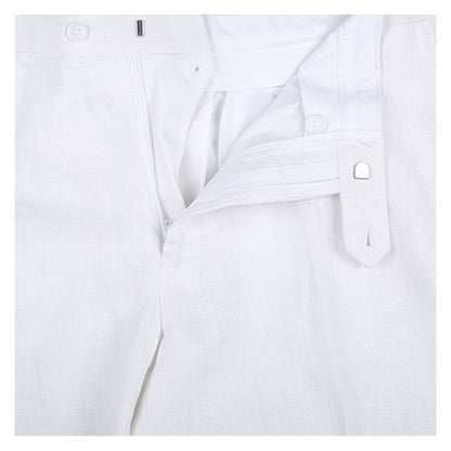 601-20 Men's Notch Lapels White Solid Linen Suits - Image 7