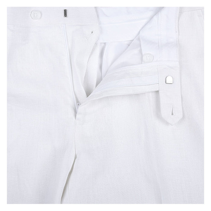 601-20 Men's Notch Lapels White Solid Linen Suits - Image 7