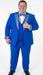 Men’s Bright Royal Blue and White lapel  Embellished Tuxedo Suit –  3-Piece Formal Wedding, Prom, and Gala Outfit