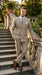 Vinci Men’s Beige Plaid Double Breasted Suit – Classic Checkered Formal Suit Set in Tan Color Windowpane Checkered Pattern
