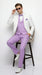 Men’s White and Lavender Tuxedo Wedding Suit with Dinner Jacket, Vest, Pants and Bow Tie